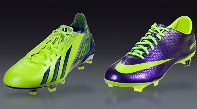 Nike and Adidas football boots